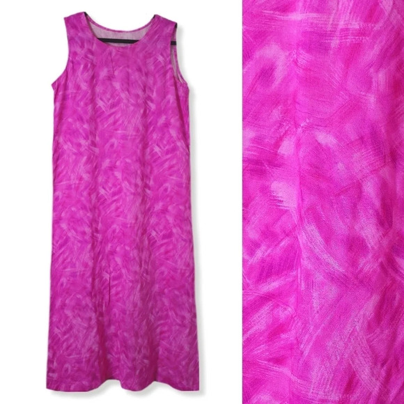 Beautiful Lightweight Soft Sleeveless Pink Brush Stroke Shift Tank Sun Dress, M - Picture 1 of 11